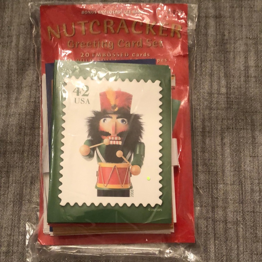Vintage Post Office Stamp Nutcracker Greeting Card Set. New in Package.